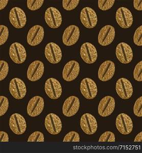 Coffee beans gold seamless pattern. Abstract hand painted golden background. Stylized glitter texture in vintage style.. Coffee beans gold seamless pattern. Abstract hand painted golden background. Stylized texture in vintage style.