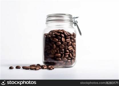 Coffee beans in glass jar. Food natural. Generate Ai. Coffee beans in glass jar. Generate Ai