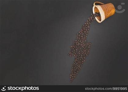 Coffee beans line up to symbolize energy