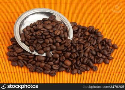 coffee beans on a background mat