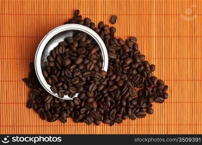 coffee beans on a background mat