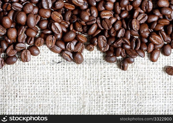Coffee beans on a coffee bag
