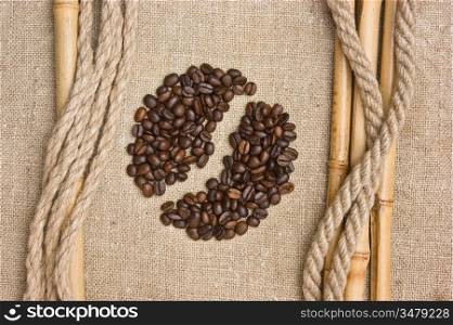 coffee beans on a sack background