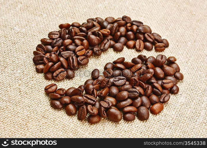 coffee beans on a sack background