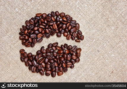 coffee beans on a sack background