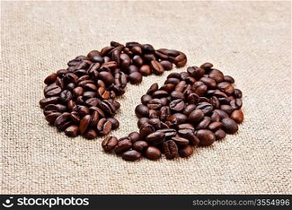 coffee beans on a sack background