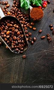 coffee beans on a table, stock photo