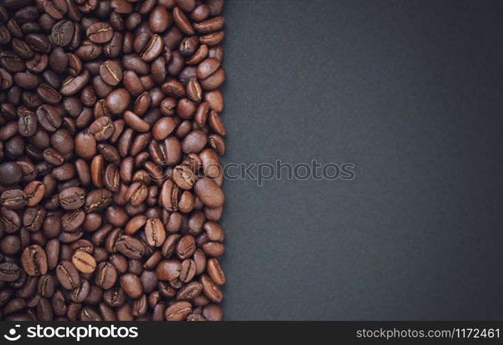 coffee beans on dark background. coffee beans on black background