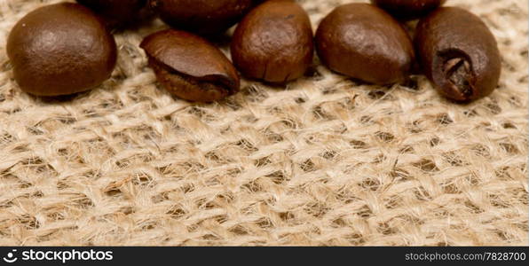 Coffee beans on sack(burlap)