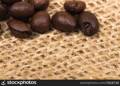 Coffee beans on sack(burlap)