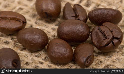 Coffee beans on sack(burlap)