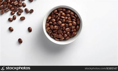 Coffee Beans on white background top view Created With Generative AI Technology	