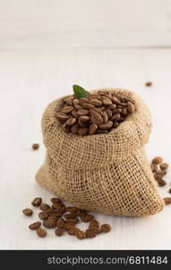 coffee beans on wooden background