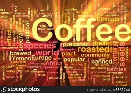Coffee beverage background concept glowing. Background concept illustration of coffee beverage drink glowing light