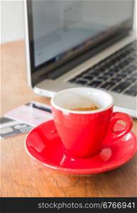 Coffee break on business work table, stock photo