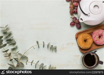 coffee break with branch flowers