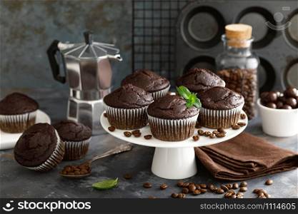 Coffee chocolate muffins for breakfast