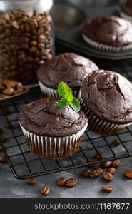 Coffee chocolate muffins for breakfast