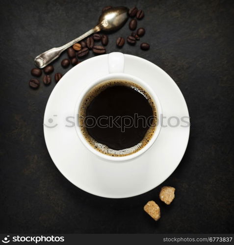 Coffee composition on dark background