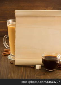 coffee concept on wood. coffee concept on wooden background