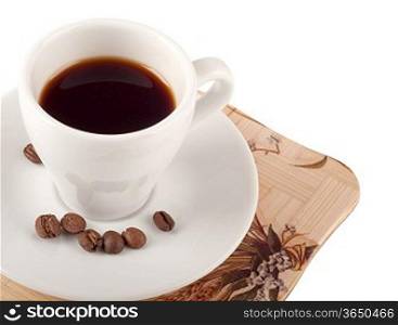 Coffee cup and dish isolated on white background