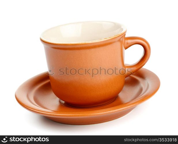 coffee cup and saucer isolated on white