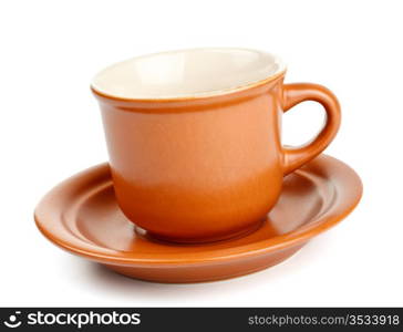 coffee cup and saucer isolated on white