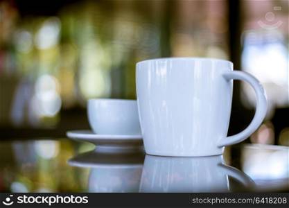 coffee cup on table in cafe