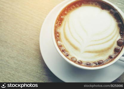 Coffee cup on wood vintage