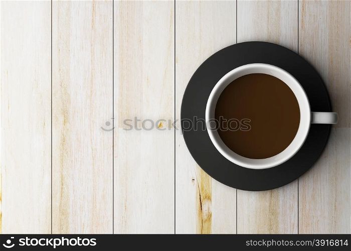 Coffee cup on wooden