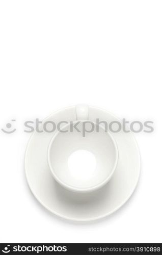 Coffee cup over white background. Top view