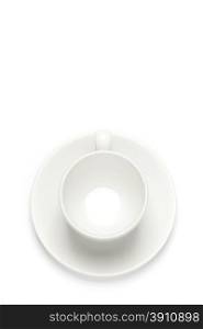 Coffee cup over white background. Top view