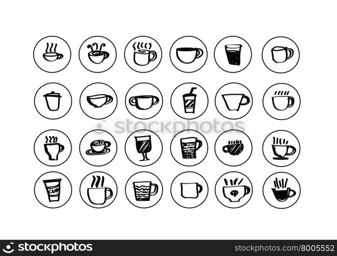 Coffee cup set or Tea cup icon collection design