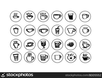 Coffee cup set or Tea cup icon collection design