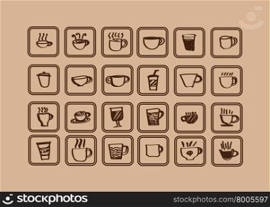 Coffee cup set or Tea cup icon collection design