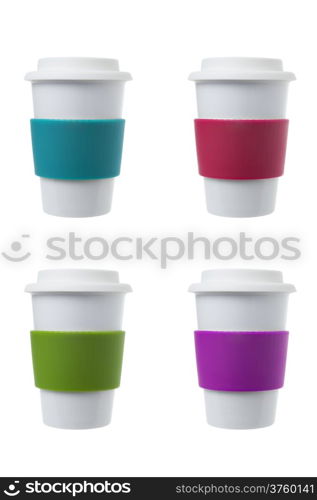 Coffee cup with colorful silicone sleeve