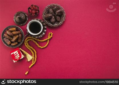 coffee cup with dates fruit beads