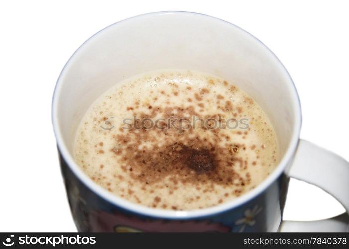 Coffee Cup with foam isolated on the white background