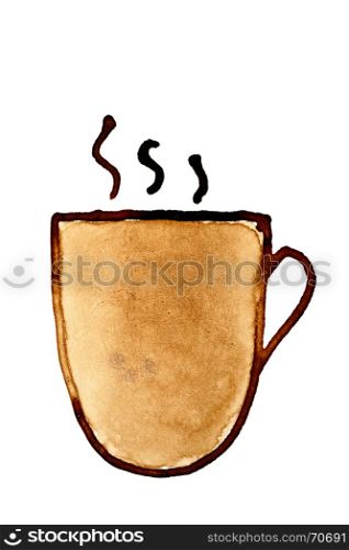 Coffee cup with steam sketched in coffee
