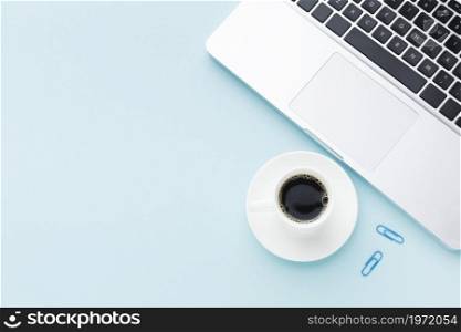 coffee drink laptop copy space. High resolution photo. coffee drink laptop copy space. High quality photo