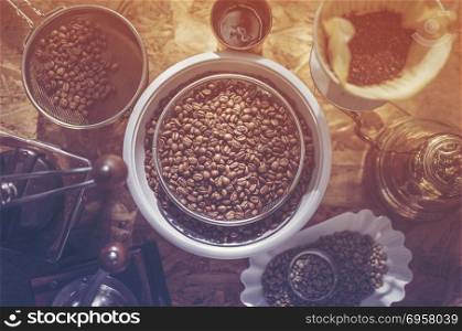 coffee drip set, vintage filter image