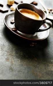 Coffee Espresso. Cup Of Coffee on dark background