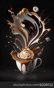 Coffee Explosion Splash. Generative ai. High quality illustration. Coffee Explosion Splash. Generative ai
