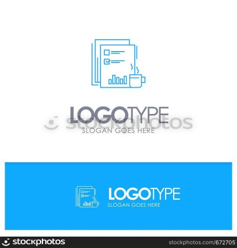 Coffee, Financial, Market, News, Newspaper, Newspapers, Paper Blue outLine Logo with place for tagline