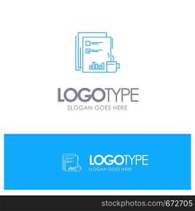 Coffee, Financial, Market, News, Newspaper, Newspapers, Paper Blue outLine Logo with place for tagline