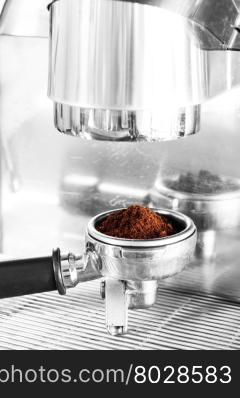 Coffee grind in group with black and white filter, stock photo