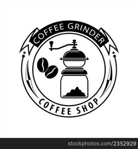 Coffee Grinder Icon, Hand Coffee Grinder Icon Vector Art Illustration