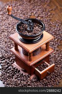 Coffee grinder with coffee beans