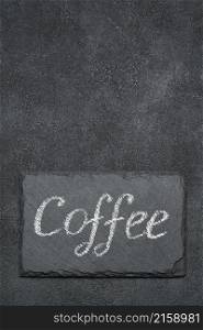 Coffee handwritten inscription sign on chalk board.. Coffee handwritten inscription sign on chalk board