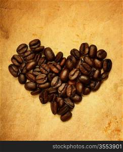Coffee heart on the grunge paper background